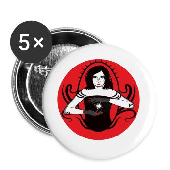 Sorcière mystique avec étoile - Lot de 5 grands badges (56 mm) - blanc - Devant