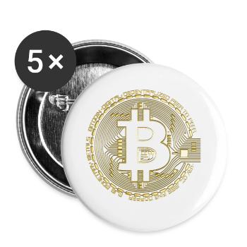 Bitcoin Gold - Buttons large 2.2''/56 mm (5-pack) - white - Front