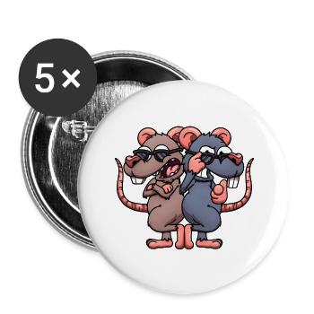 Cool Rats With Sunglasses - Buttons large 2.2''/56 mm (5-pack) - white - Front