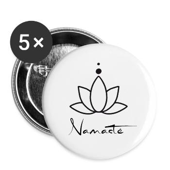 Namaste Orchidee -T-Shirt - Buttons groß 56 mm (5er Pack) - Weiß - Vorne