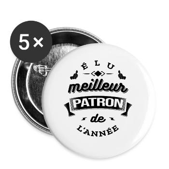 ÉLU MEILLEUR PATRON DE L'ANNÉE - Lot de 5 grands badges (56 mm) - blanc - Devant