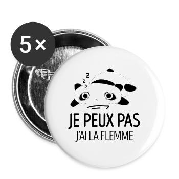 JE PEUX PAS J'AI LA FLEMME - Lot de 5 grands badges (56 mm) - blanc - Devant