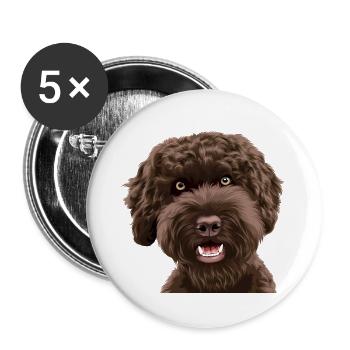 Doodle Dog Labradoodle - Buttons groß 56 mm (5er Pack) - Weiß - Vorne