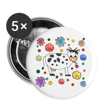 Kuh - Buttons groß 56 mm (5er Pack) - Weiß - Vorne