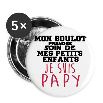 je suis papy - Lot de 5 grands badges (56 mm) - blanc - Devant