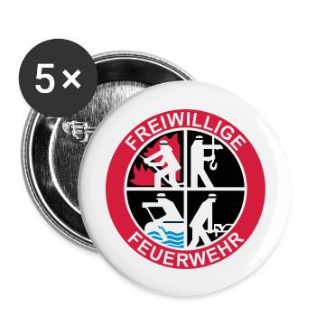 Freiwillige Feuerwehr Logo 3farbig - Buttons groß 56 mm (5er Pack) - Weiß - Vorne