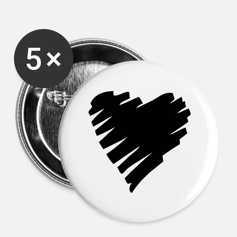 Heart - Buttons large 2.2''/56 mm (5-pack) - white