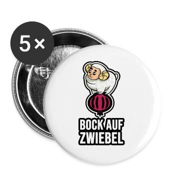 Bock auf Zwiebel - Buttons groß 56 mm (5er Pack) - Weiß - Vorne