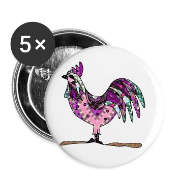 Rooster - Buttons large 2.2''/56 mm (5-pack) - white - Front