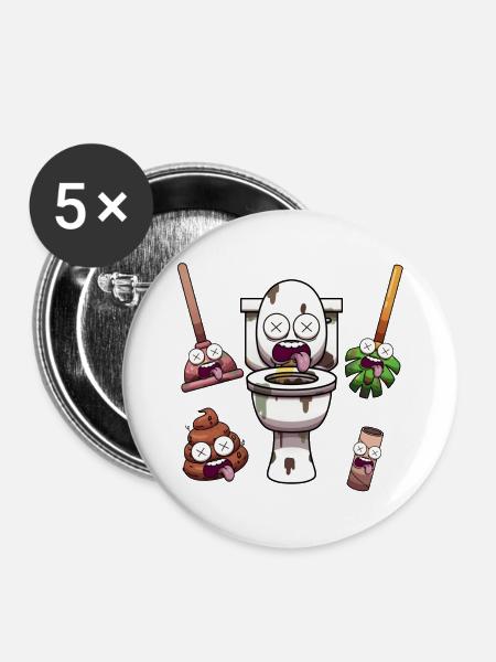 WC-Elemente - Buttons groß 56 mm (5er Pack) - Weiß