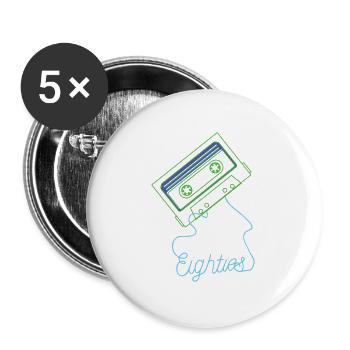 Eighties Cassette Tape 80s Retro - Buttons large 2.2''/56 mm (5-pack) - white - Front