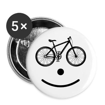 Bike smile t-shirt cyclist gift idea - Buttons large 2.2''/56 mm (5-pack) - white - Front