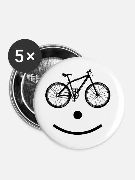 Bike smile t-shirt cyclist gift idea - Buttons large 2.2''/56 mm (5-pack) - white
