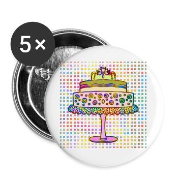 Gâteau - Lot de 5 grands badges (56 mm) - blanc - Devant