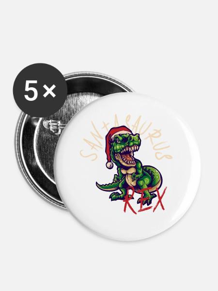 Santasaurus - Buttons groß 56 mm (5er Pack) - Weiß
