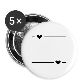 Line Heart Black - Buttons large 2.2''/56 mm (5-pack) - white - Front
