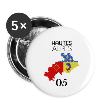 Hautes-Alpes - Buttons groß 56 mm (5er Pack) - Weiß - Vorne