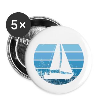 Segeln Vintage Sailing Segler Segelboot Segel - Buttons groß 56 mm (5er Pack) - Weiß - Vorne