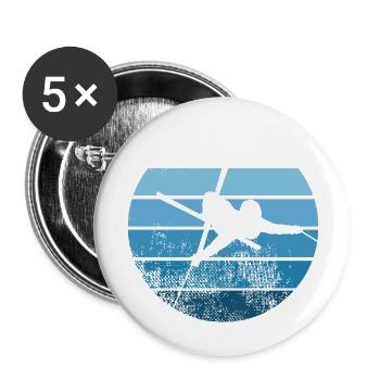 Ski Freestyle Skifahrer Skifahren Frauen Männer - Buttons groß 56 mm (5er Pack) - Weiß - Vorne