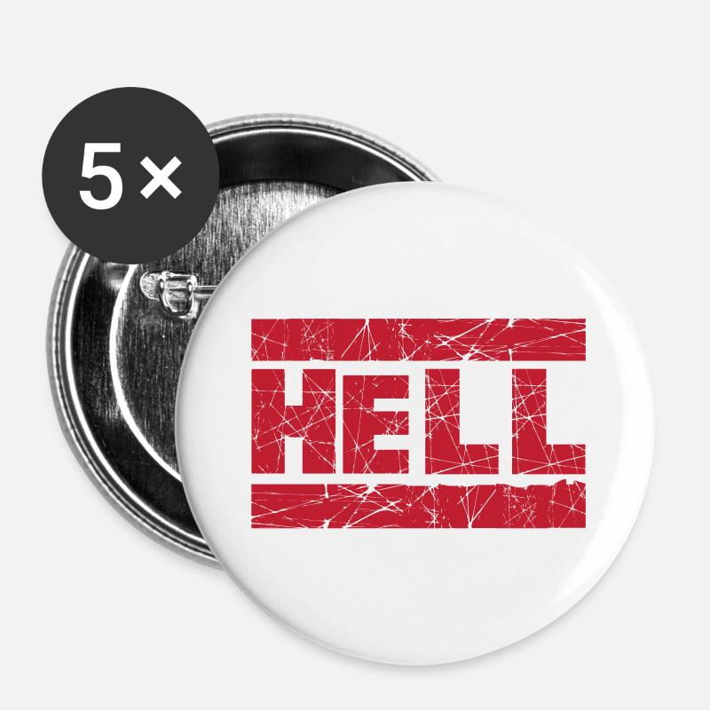 Hell Red Ink Stamp - Buttons large 2.2''/56 mm (5-pack) - white