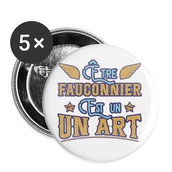 Être fauconnier est un art humour aigle faucon - Lot de 5 grands badges (56 mm) - blanc - Devant