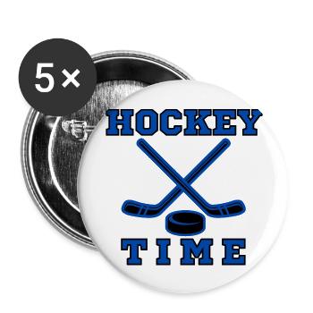 Hockey Time Idée cadeau original - Lot de 5 grands badges (56 mm) - blanc - Devant