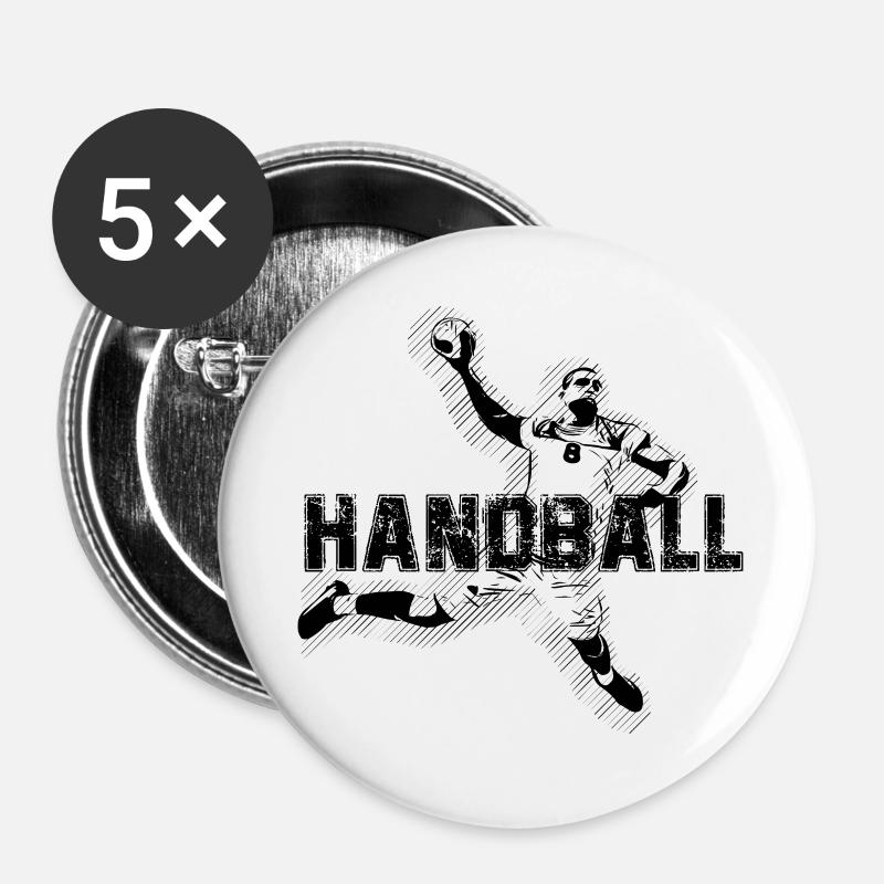 Handball handball player - Buttons large 2.2''/56 mm (5-pack) - white