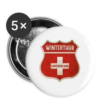 Winterthur Switzerland Coat of Arms Flags Design - Buttons large 2.2''/56 mm (5-pack) - white - Front