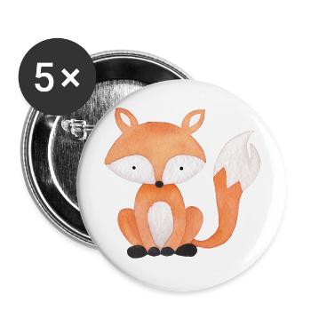 Petit renard - Lot de 5 grands badges (56 mm) - blanc - Devant
