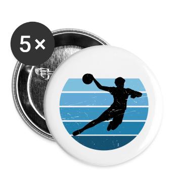 Handballer Handball Kinder Handballspieler Herren - Buttons groß 56 mm (5er Pack) - Weiß - Vorne