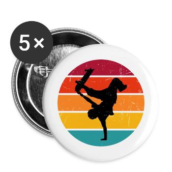 Skateboard Retro Skateboarder Skater Men - Buttons large 2.2''/56 mm (5-pack) - white - Front