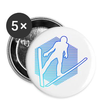 Skispringen Skispringer Skifliegen Herren Damen - Buttons groß 56 mm (5er Pack) - Weiß - Vorne