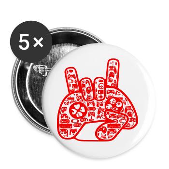 gamerr - Lot de 5 grands badges (56 mm) - blanc - Devant
