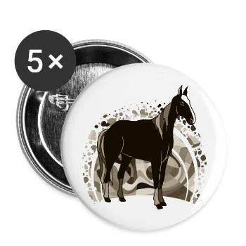 Pferd - Buttons groß 56 mm (5er Pack) - Weiß - Vorne