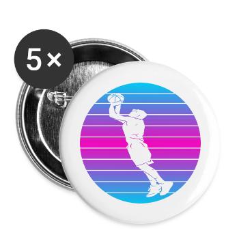 Basketball Basketball Retro Basketball Amateurs de Basketball - Lot de 5 grands badges (56 mm) - blanc - Devant