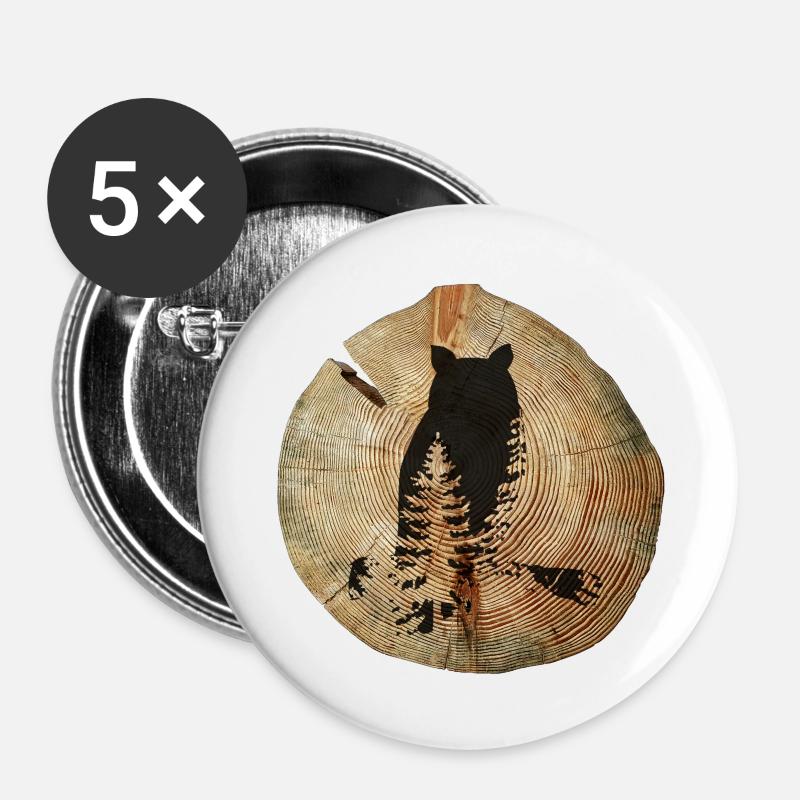 Arbre Disc Owl - Lot de 5 grands badges (56 mm) - blanc