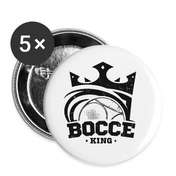 Bocce King Spruch Bocce Ball mit Jack Bocci Game - Buttons groß 56 mm (5er Pack) - Weiß - Vorne