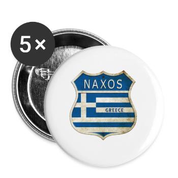 Naxos Grèce Armoiries Drapeaux Design - Lot de 5 grands badges (56 mm) - blanc - Devant