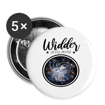 Widder Sternzeichen - Buttons groß 56 mm (5er Pack) - Weiß - Vorne