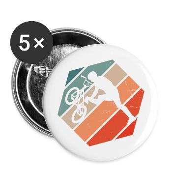 bmx vélo bmx cyclisme bmx jeunes femmes - Lot de 5 grands badges (56 mm) - blanc - Devant