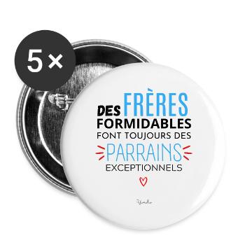 Futur parrain futur frère parrain demande parrain - Lot de 5 grands badges (56 mm) - blanc - Devant