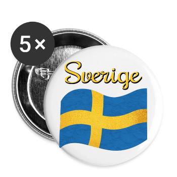 Die Flagge von Schweden Sverige - Buttons groß 56 mm (5er Pack) - Weiß - Vorne