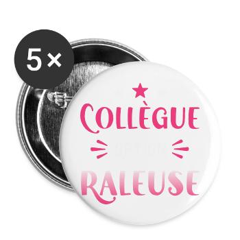 Collègue option râleuse. Cadeau collègue femme - Lot de 5 grands badges (56 mm) - blanc - Devant