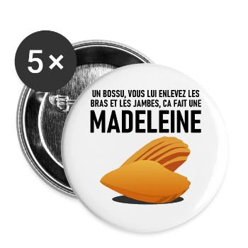BOSSU - Lot de 5 grands badges (56 mm) - blanc - Devant
