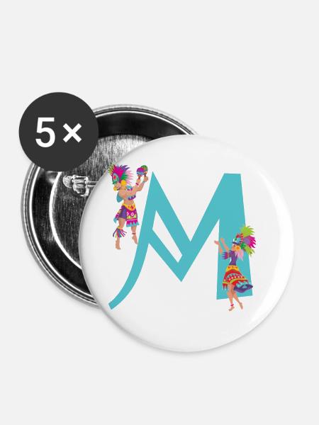 karneval m - Buttons groß 56 mm (5er Pack) - Weiß
