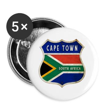 Le Cap Afrique du Sud Armoiries Drapeaux Design - Lot de 5 grands badges (56 mm) - blanc - Devant