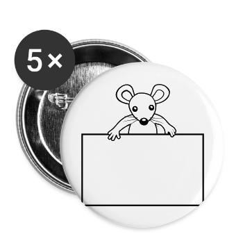 Schild mit Maus - Buttons groß 56 mm (5er Pack) - Weiß - Vorne
