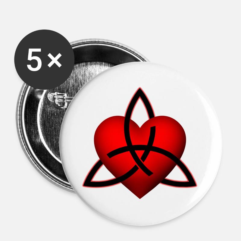 Celtic Heart Pattern - Buttons large 2.2''/56 mm (5-pack) - white
