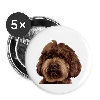 Schnoodle Doodle Dog - Buttons groß 56 mm (5er Pack) - Weiß - Vorne