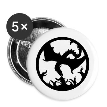 Dragon Fire - Buttons groß 56 mm (5er Pack) - Weiß - Vorne